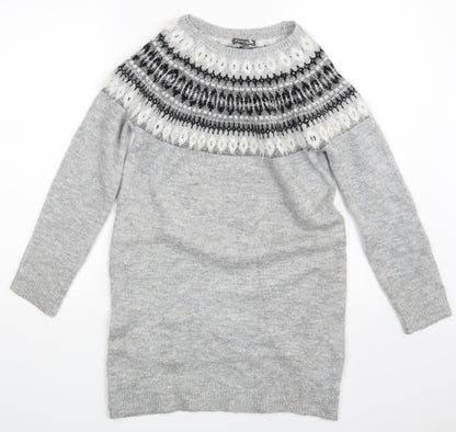 George Girls Grey Gingham  Pullover Jumper Size 12-13 Years