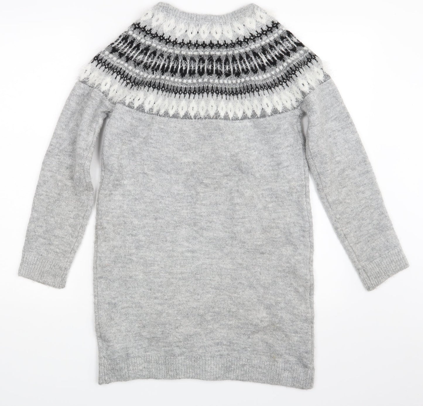 George Girls Grey Gingham  Pullover Jumper Size 12-13 Years