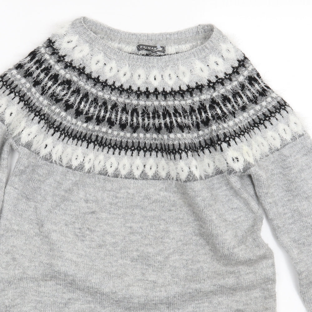 George Girls Grey Gingham  Pullover Jumper Size 12-13 Years