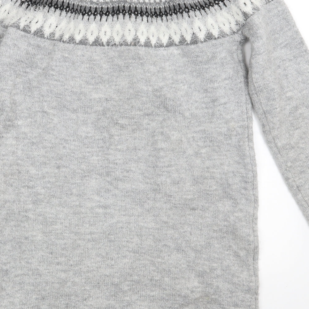 George Girls Grey Gingham  Pullover Jumper Size 12-13 Years