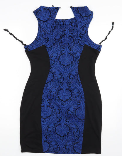 Preworn Womens Blue Paisley  Pencil Dress  Size L