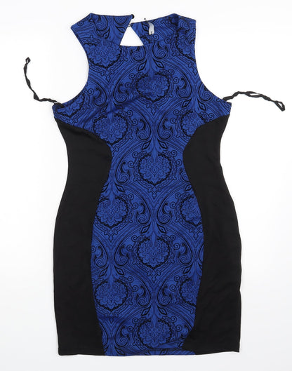 Preworn Womens Blue Paisley  Pencil Dress  Size L