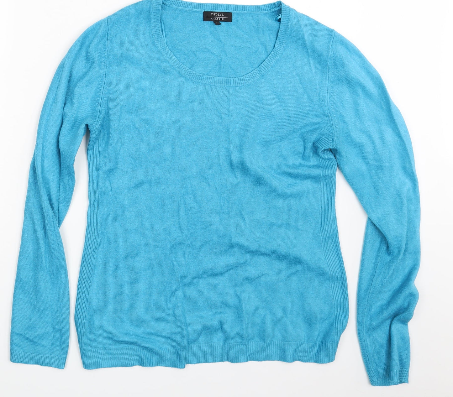Womens UK Size 14 Papaya Blue Pullover Jumper