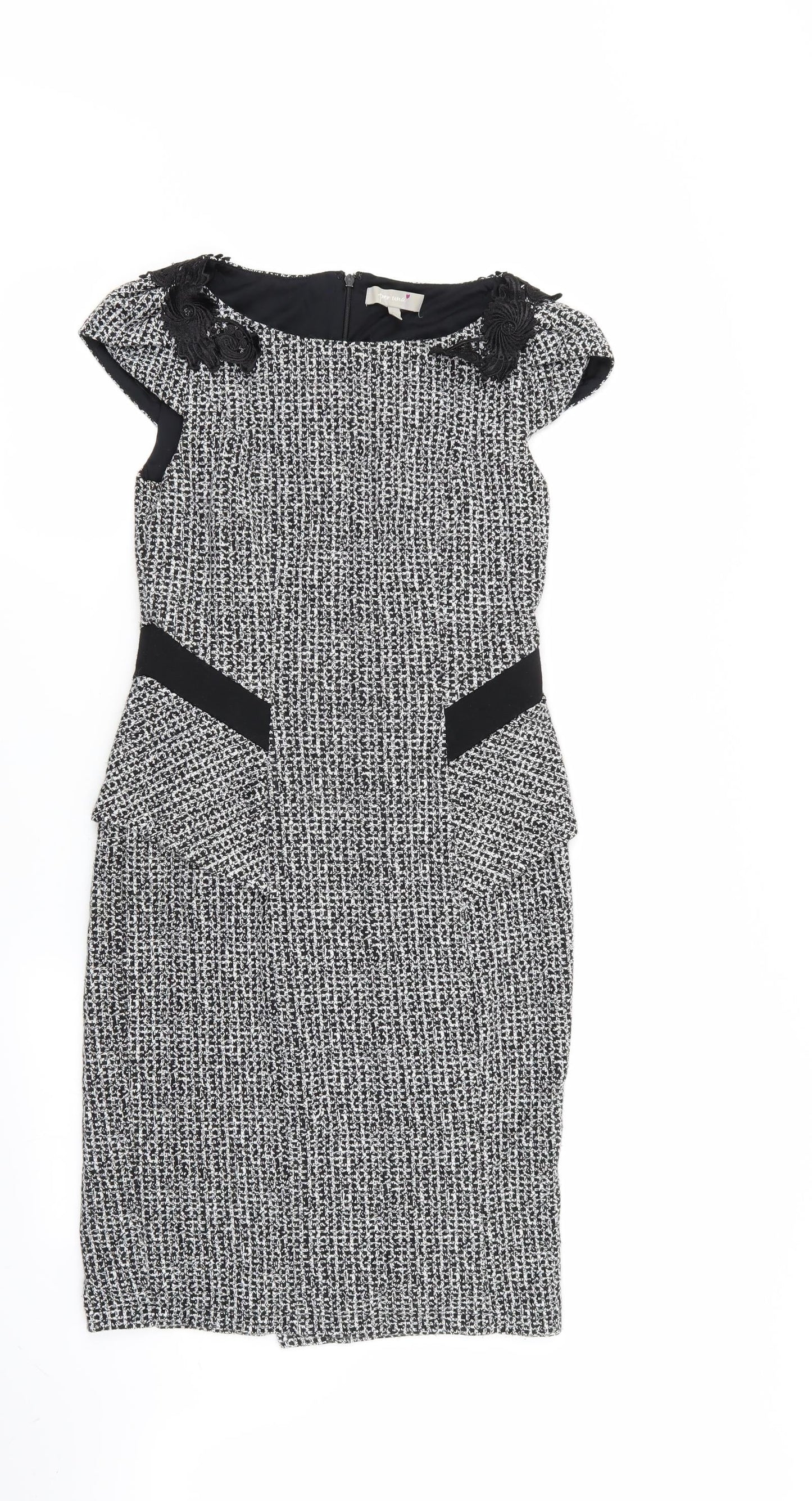 Per Una Womens Multicoloured Houndstooth  A-Line  Size 8