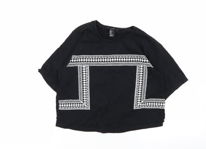 FOREVER 21 Womens Black Geometric  Basic T-Shirt Size S