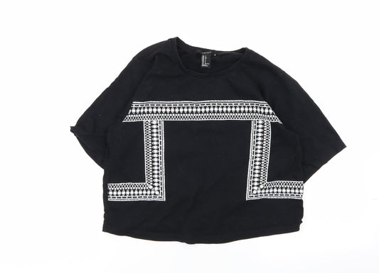 FOREVER 21 Womens Black Geometric  Basic T-Shirt Size S