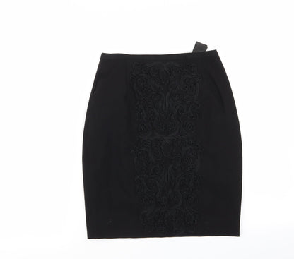 H&M Womens Black Floral  A-Line Skirt Size 6