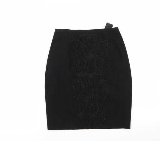 H&M Womens Black Floral  A-Line Skirt Size 6