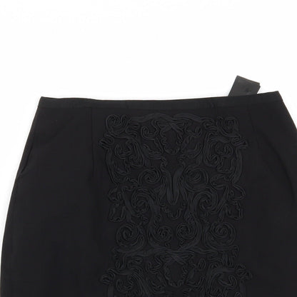 H&M Womens Black Floral  A-Line Skirt Size 6