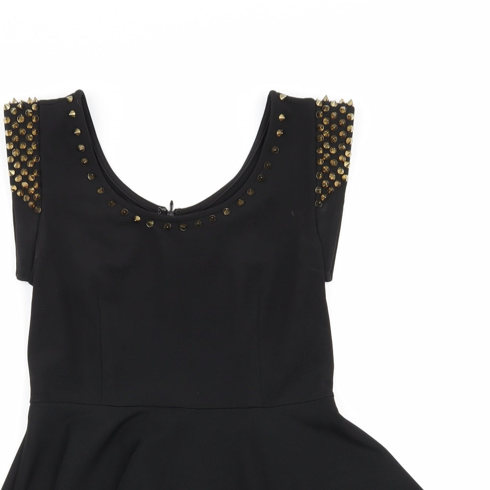 parsian Womens Black Geometric  Basic Tank Size 10