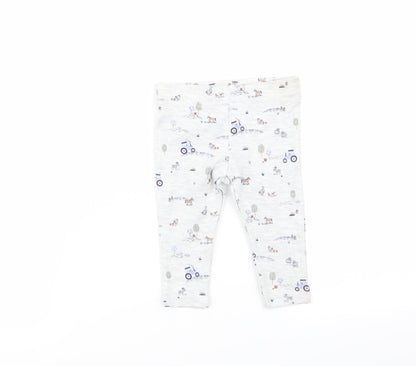 fred and flo Boys Grey Geometric  Jogger Trousers Size 3-6 Months  - leggings