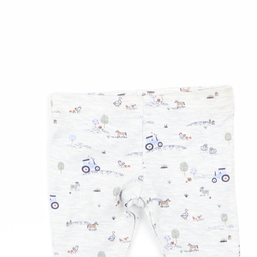 fred and flo Boys Grey Geometric  Jogger Trousers Size 3-6 Months  - leggings