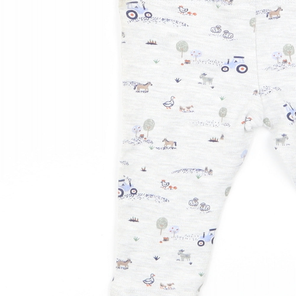 fred and flo Boys Grey Geometric  Jogger Trousers Size 3-6 Months  - leggings