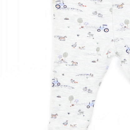fred and flo Boys Grey Geometric  Jogger Trousers Size 3-6 Months  - leggings