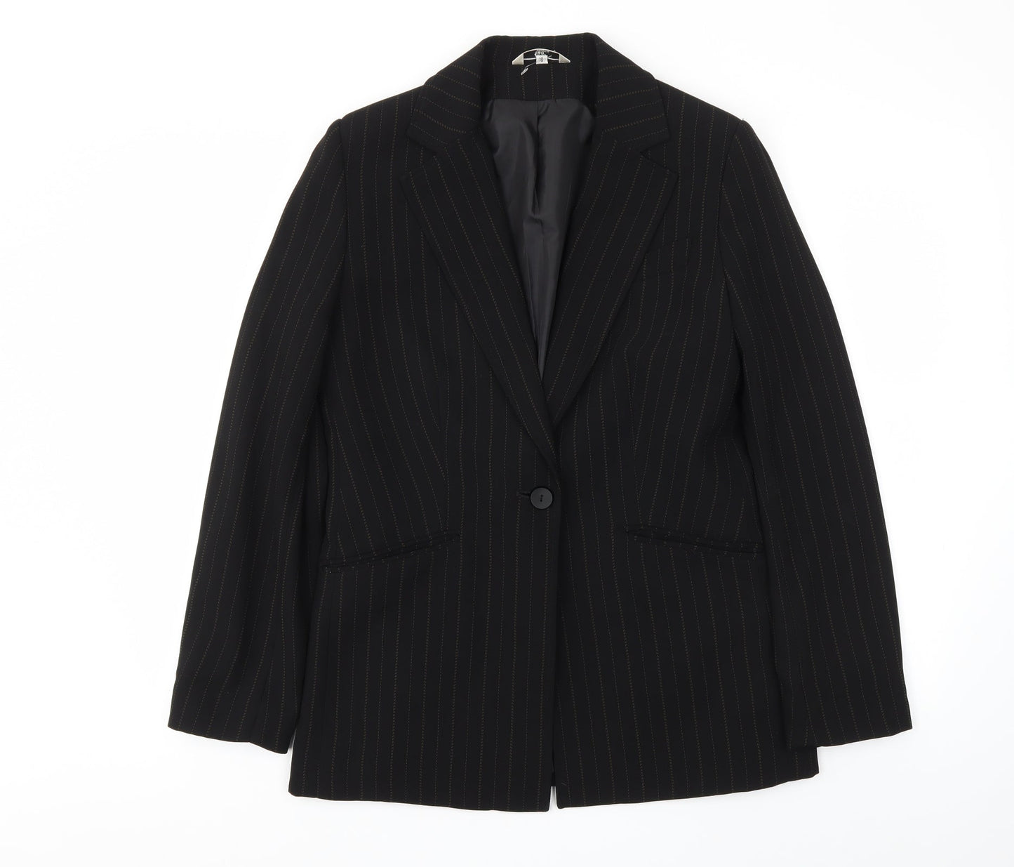 Klass Womens Black Striped  Jacket Blazer Size 10