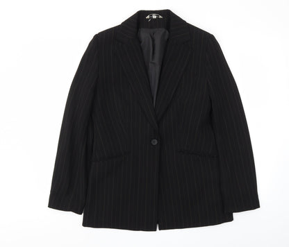 Klass Womens Black Striped  Jacket Blazer Size 10