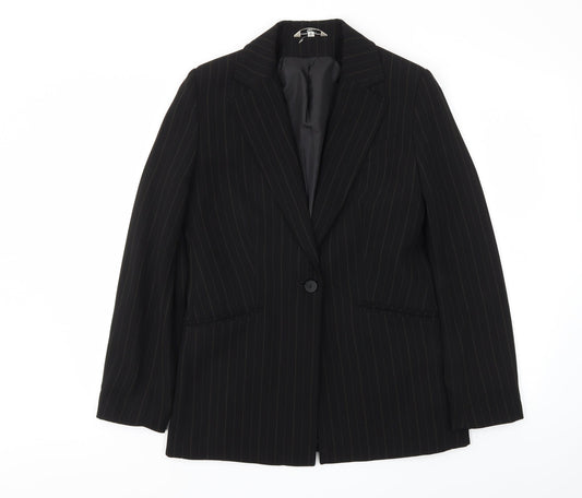 Klass Womens Black Striped  Jacket Blazer Size 10