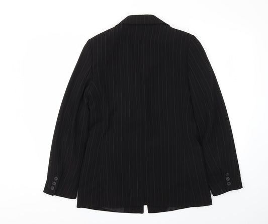 Klass Womens Black Striped  Jacket Blazer Size 10