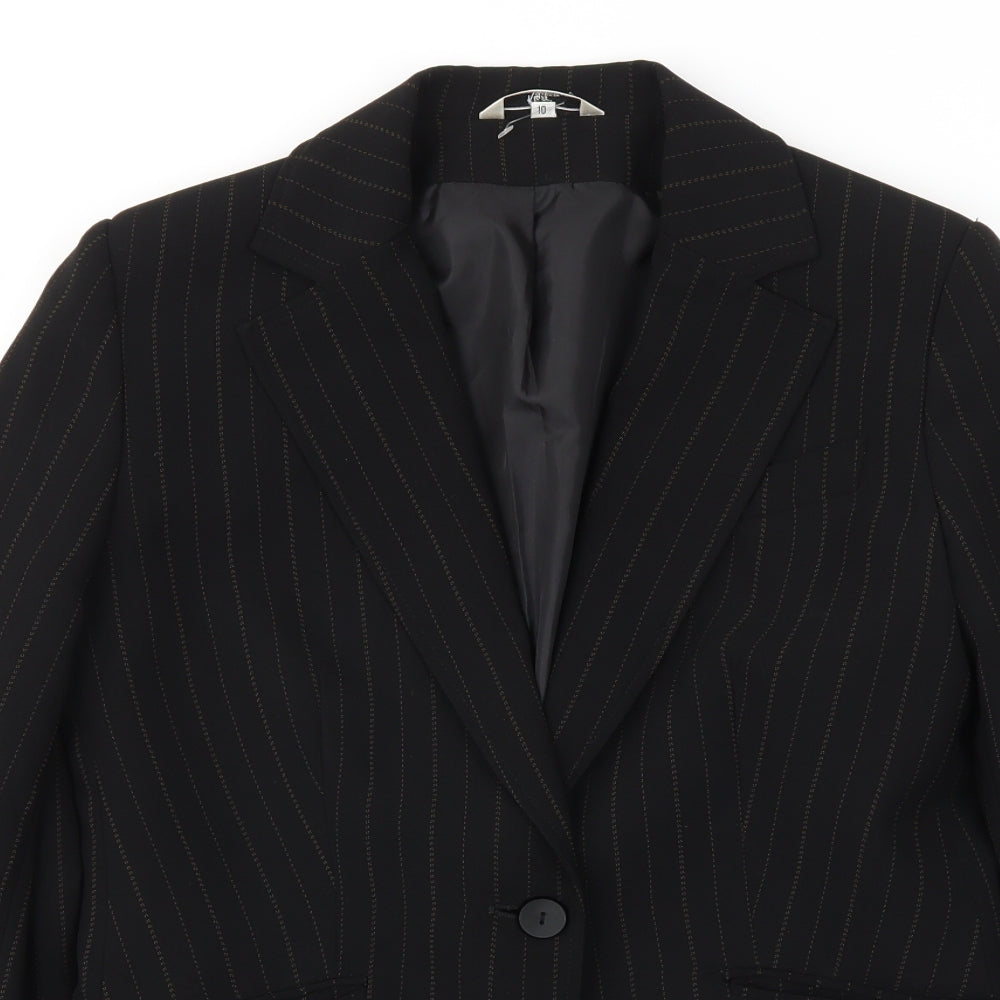Klass Womens Black Striped  Jacket Blazer Size 10