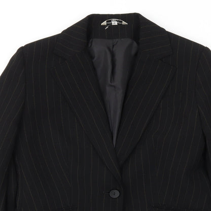 Klass Womens Black Striped  Jacket Blazer Size 10