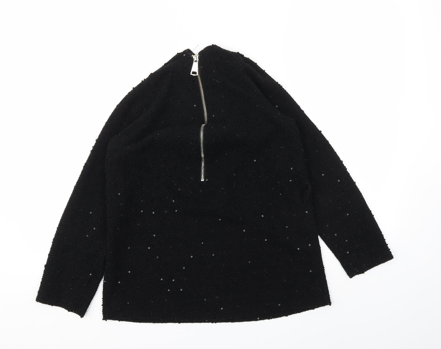 Womens UK Size S Preworn Black Basic T-Shirt