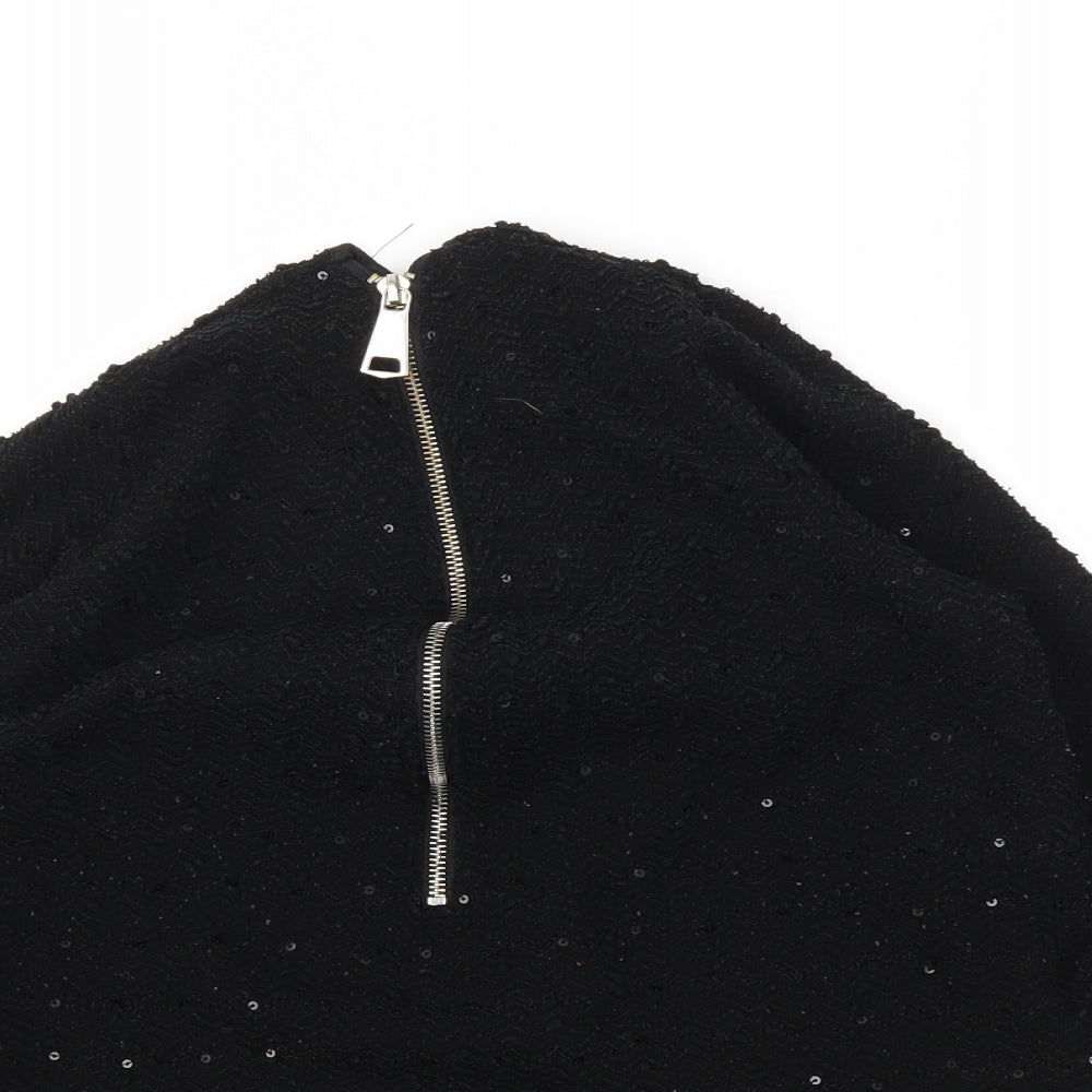 Womens UK Size S Preworn Black Basic T-Shirt