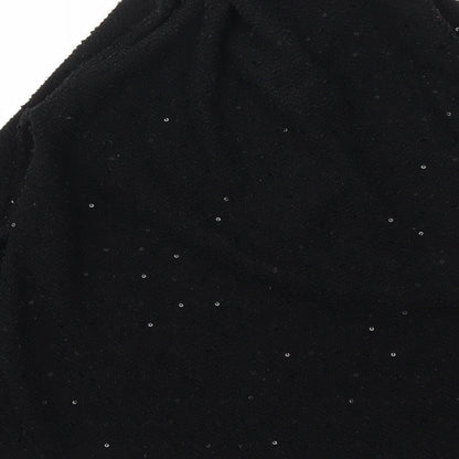 Womens UK Size S Preworn Black Basic T-Shirt