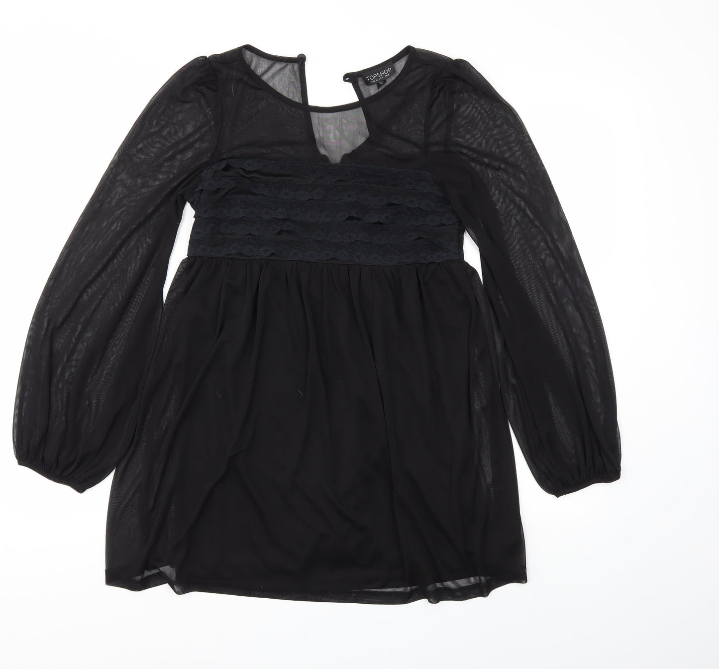 Womens UK Size 8 Topshop Black Basic T-Shirt