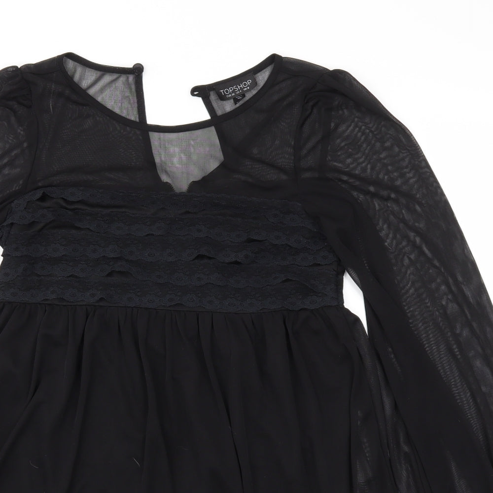 Womens UK Size 8 Topshop Black Basic T-Shirt