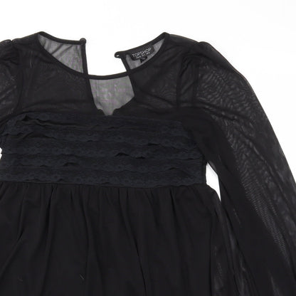 Womens UK Size 8 Topshop Black Basic T-Shirt