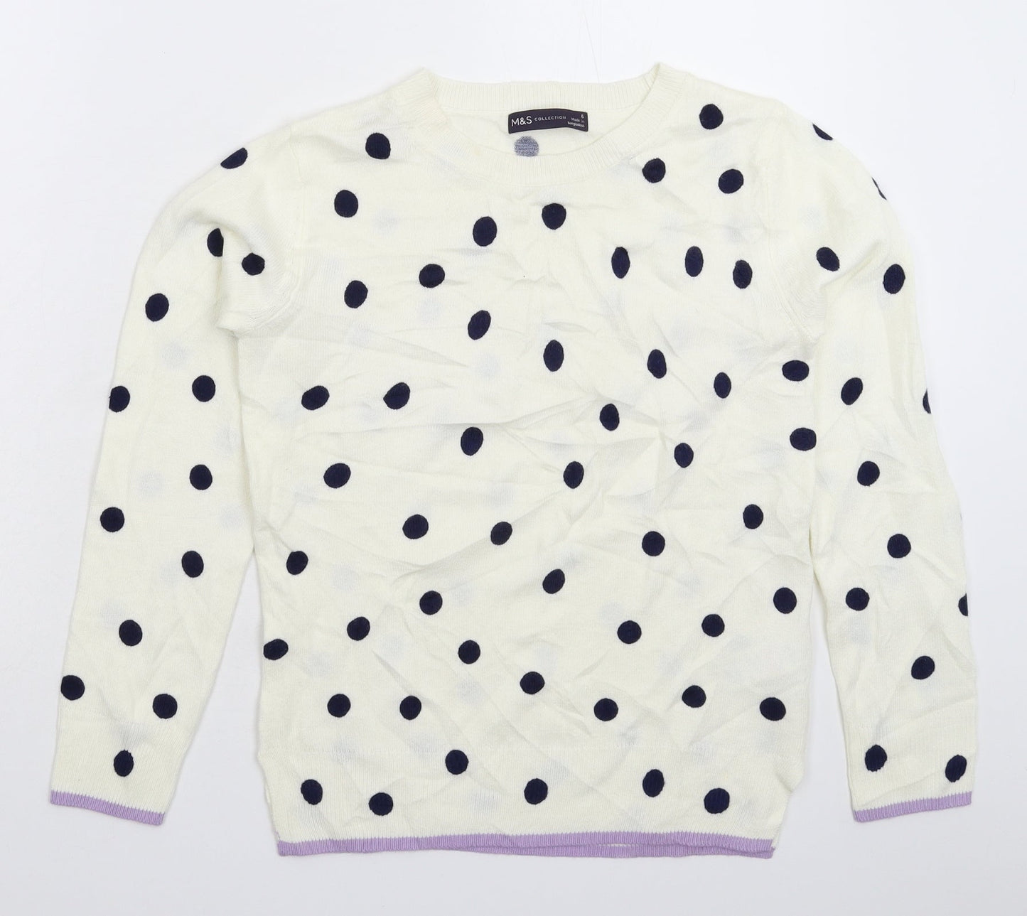 Womens UK Size 6 Marks and Spencer White Pullover Jumper