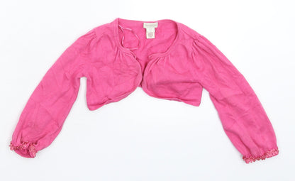Monsoon Girls Pink  Knit Cardigan Jumper Size 3-4 Years  - Cropped