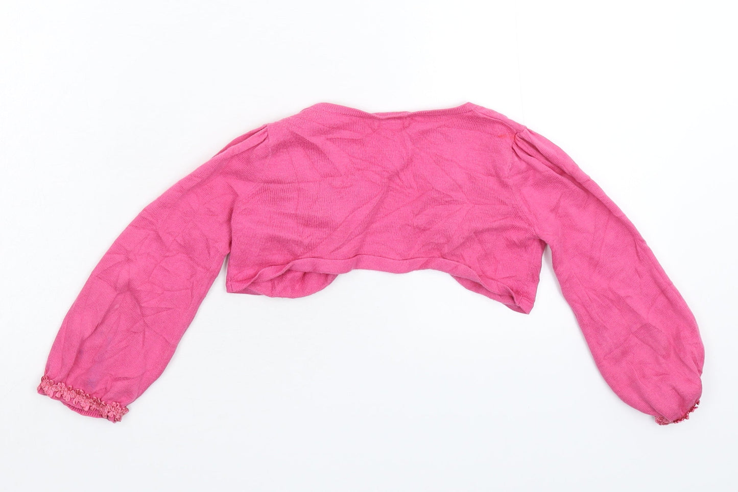Monsoon Girls Pink  Knit Cardigan Jumper Size 3-4 Years  - Cropped