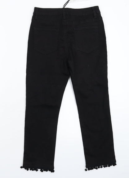 B You Womens Black  Denim Cropped Jeans Size 8 L22 in