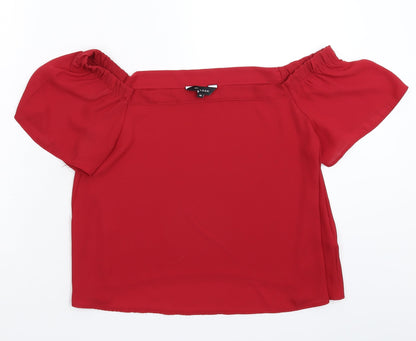 Womens UK Size 10 New Look Red Basic Blouse