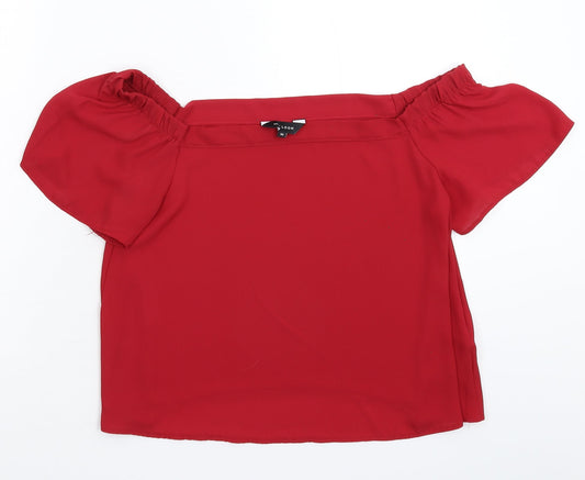 Womens UK Size 10 New Look Red Basic Blouse