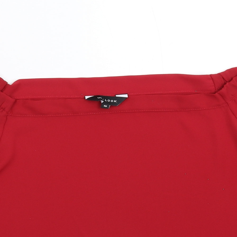 Womens UK Size 10 New Look Red Basic Blouse
