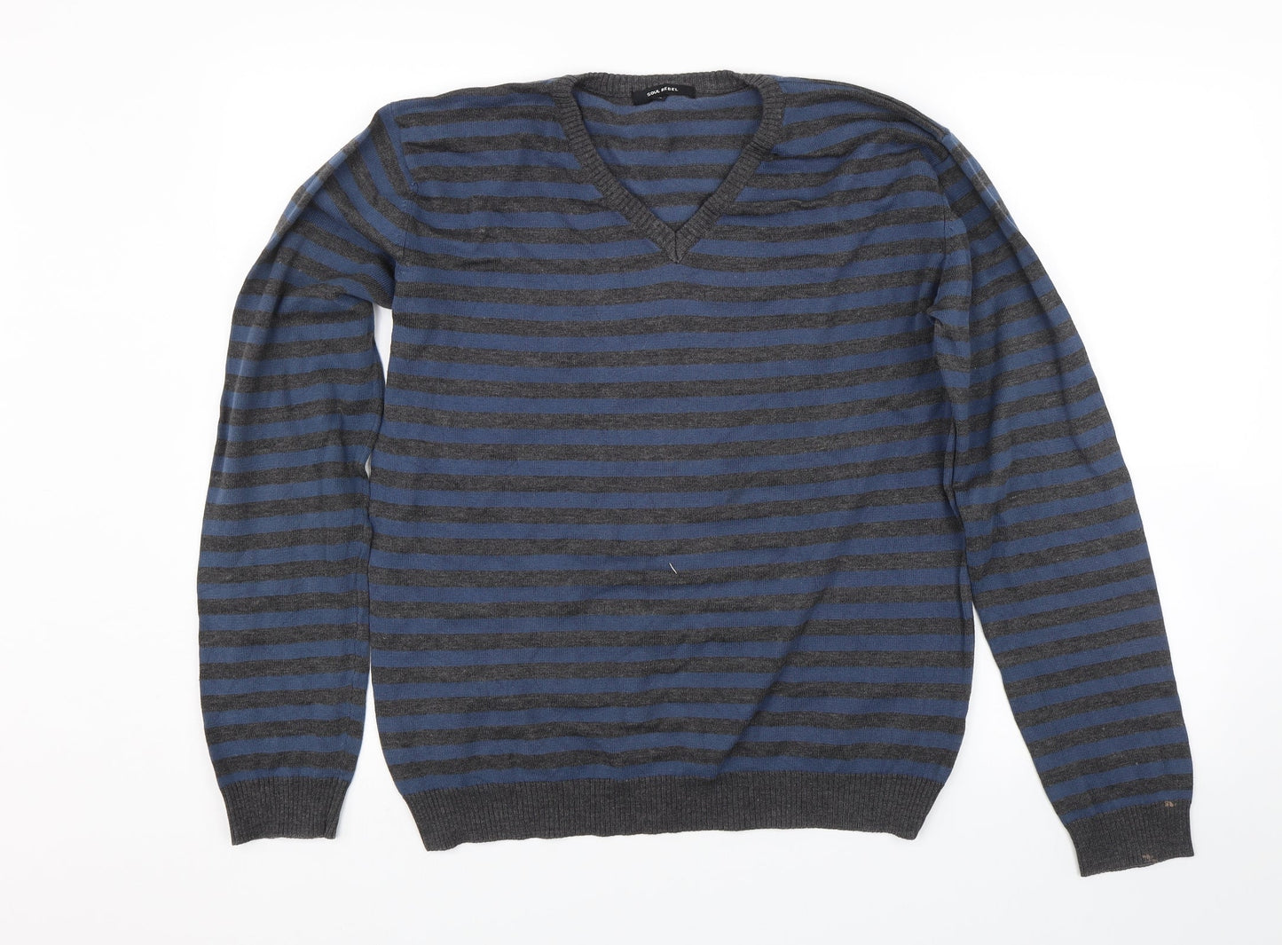 Soul rebel Mens Blue Striped  Pullover Jumper Size XL