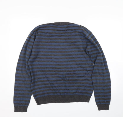Soul rebel Mens Blue Striped  Pullover Jumper Size XL