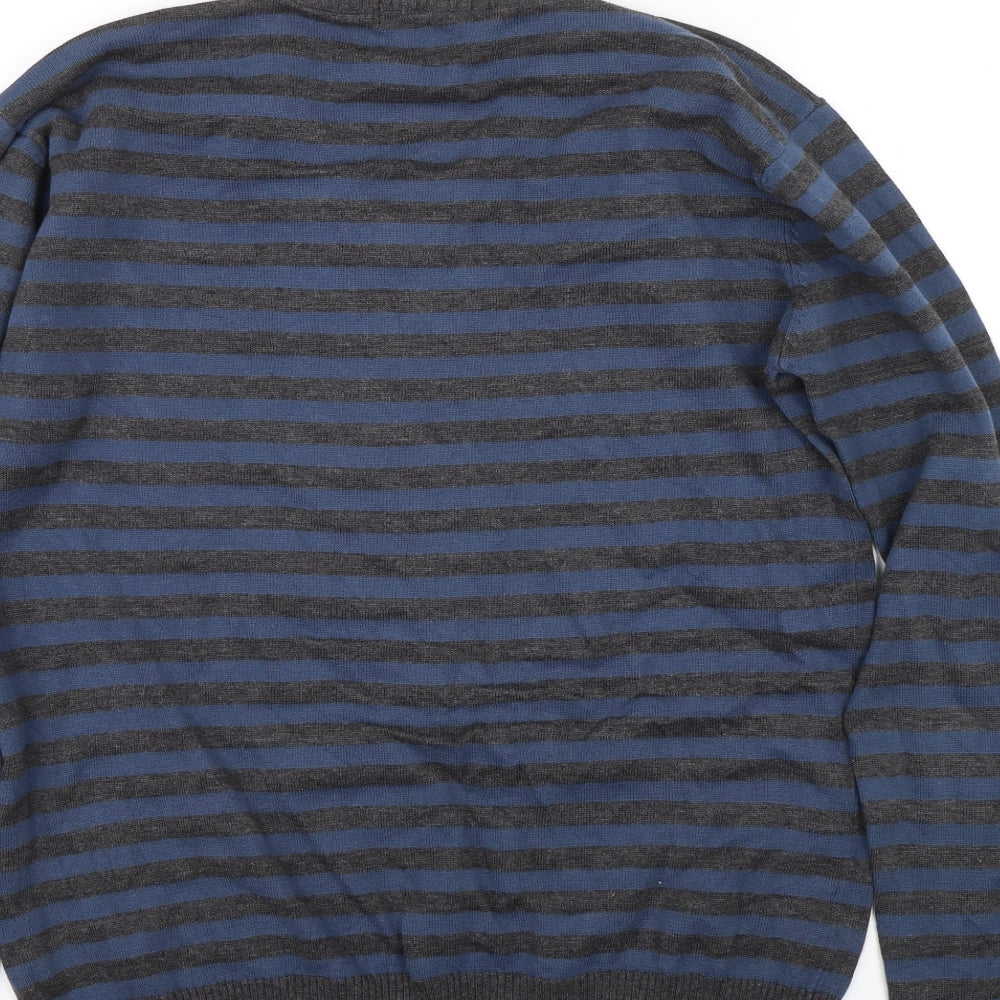 Soul rebel Mens Blue Striped  Pullover Jumper Size XL