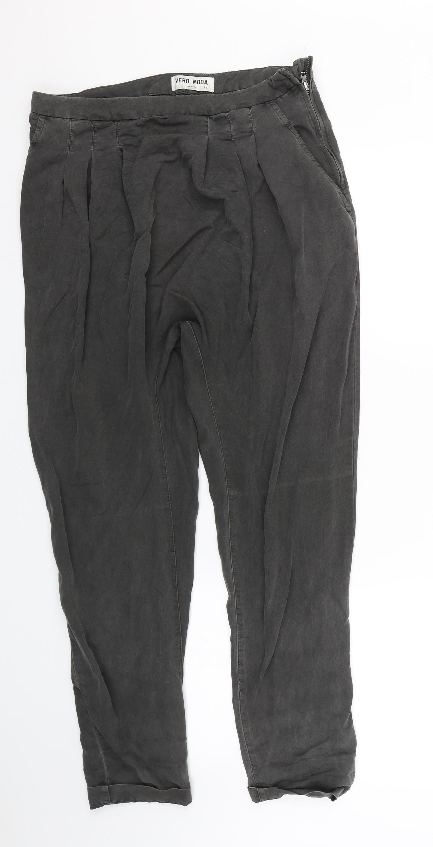 Womens UK Size 8 VERO MODA Regular Fit Capri Grey Trousers