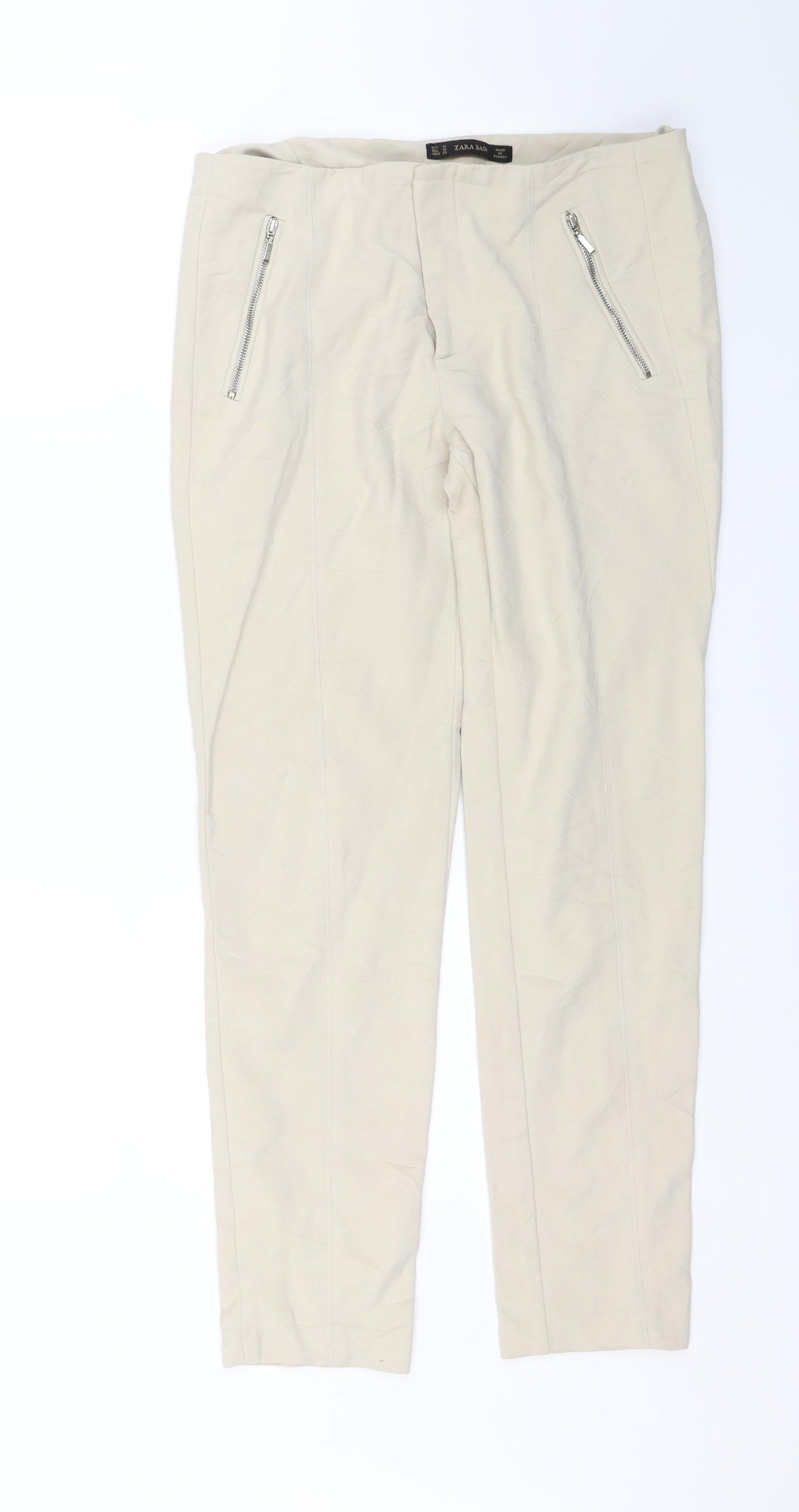 Womens UK Size 30 in Zara Regular Fit Carrot Beige Trousers
