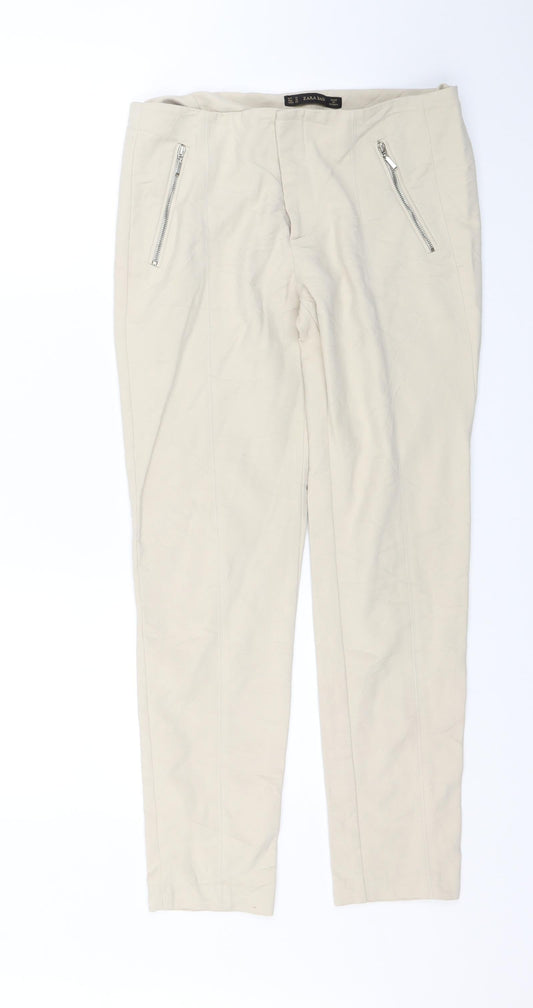 Womens UK Size 30 in Zara Regular Fit Carrot Beige Trousers