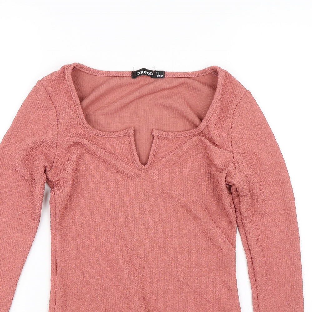 Boohoo Womens Pink   Wrap T-Shirt Size 6