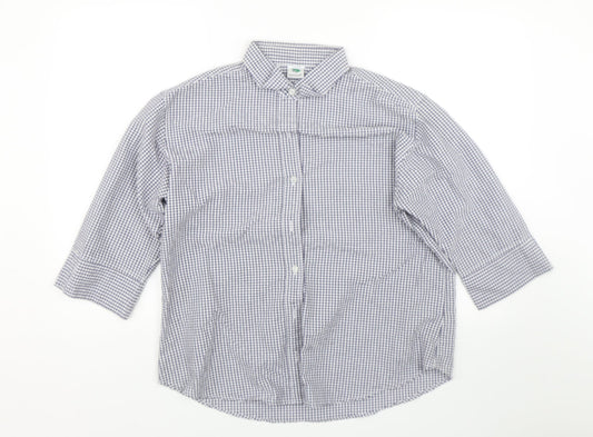 Mens UK Size L Genoville Blue  Button-Up Short Sleeve Casual Shirt