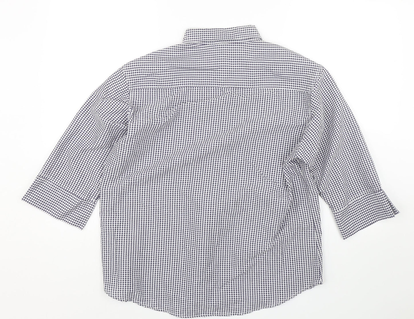 Mens UK Size L Genoville Blue  Button-Up Short Sleeve Casual Shirt