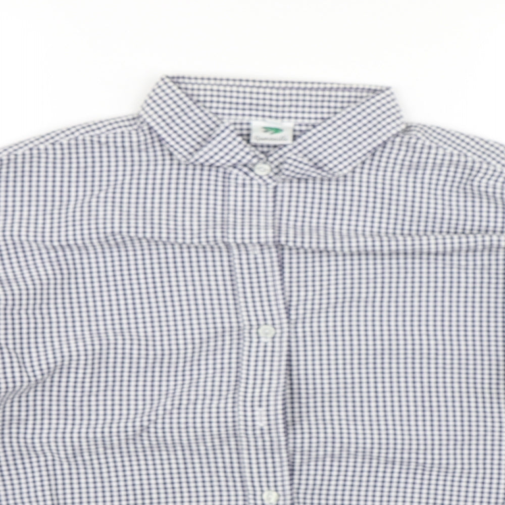 Mens UK Size L Genoville Blue  Button-Up Short Sleeve Casual Shirt