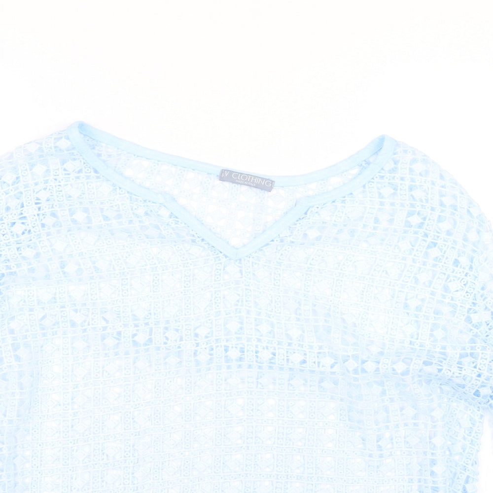 Womens UK Size 16 LV Clothing Blue Basic T-Shirt