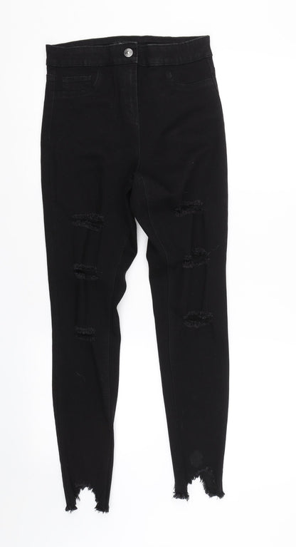 Womens UK Size 10 Denim Regular Fit Skinny Black Jeans