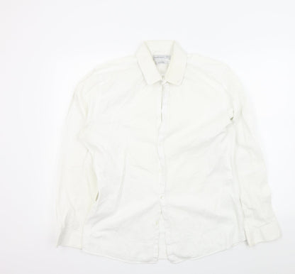 Mens UK Size 16.5 Ceader wood state White  Button-Up Long Sleeve Casual Shirt
